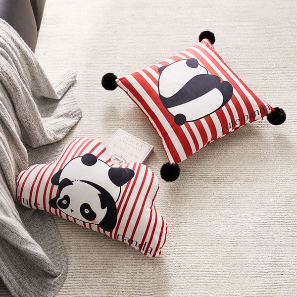 Irregular Cloud Cute Line Panda Velvet Soft Cushion Living Room Decorative Sofa Pillow Case