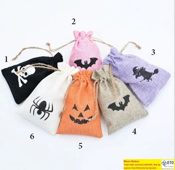 Christmas Halloween Canvas Gift Candy Wrap Drawstring Bags Xmas Kids Gifts Pouch New Hot Santa Snowman Witch Pumpkin Decorations Sacks Bags LL