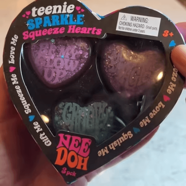 Valentine's Stress Relief Toy: NeeDoh Teenie Sparkle Hearts (Valentine's Day Limited Edition Mini)