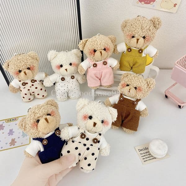 Cute Strap Bear Pendant Keychains Fashion Plush Doll Bag Car Key Hangings Decoration Accessories Women And Girls Gifts