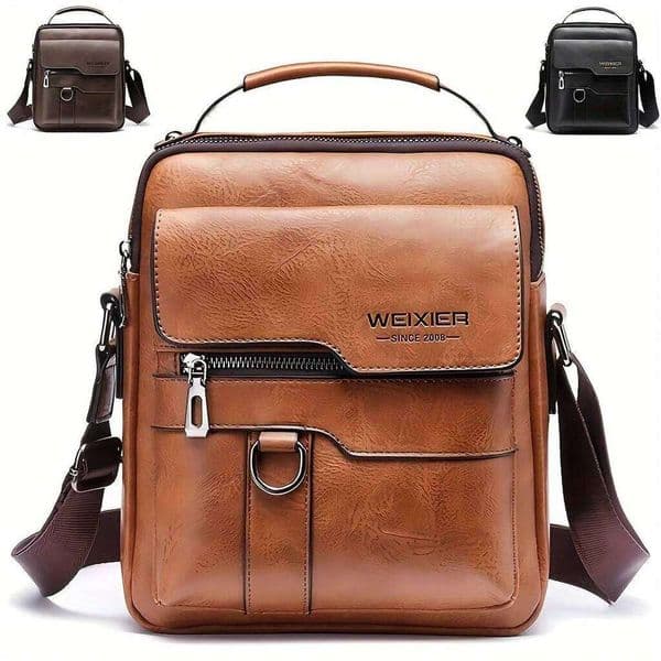 Men's Leather Crossbody Style Male Shoulder Bags, Vintage Handbags Business Bag, Travel Vertical Men Hand Bag