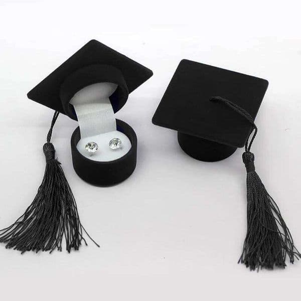 1PC Bachelor's Hat Ring Earring Storage Box Wedding Engagement Graduation Gift Jewelry