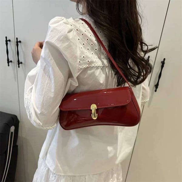 Vintage Faux Oiled Leather Flap Decor Shoulder Underarm For Women Buckle Baguette Tote Bag Suitable for Dating Outing, Party