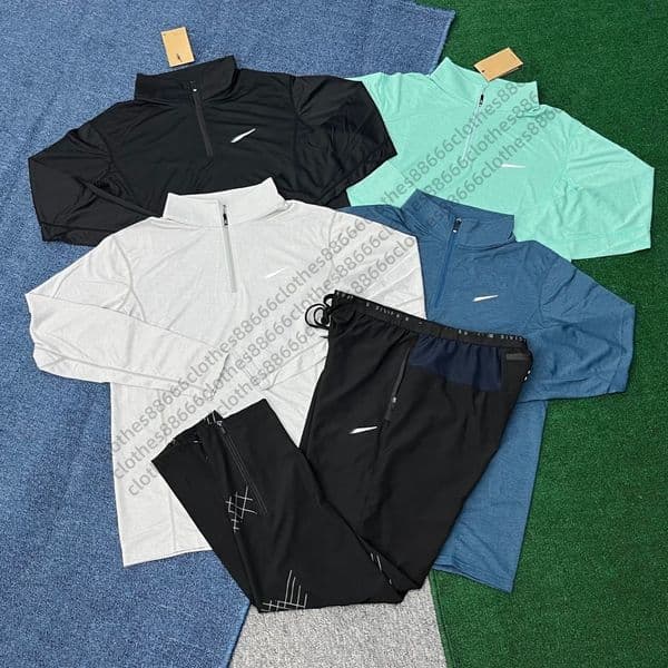 Mens Tracksuits Sportwear Suit long sleeve zipper Hoodies running suit training Brand Quick drying Men Summer Tracksuit Training Casual Jogger breathable Pants