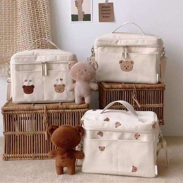 New ins Korean style children's bear thermal baby stroller storage changing bag, carrying bag bags for women handbags