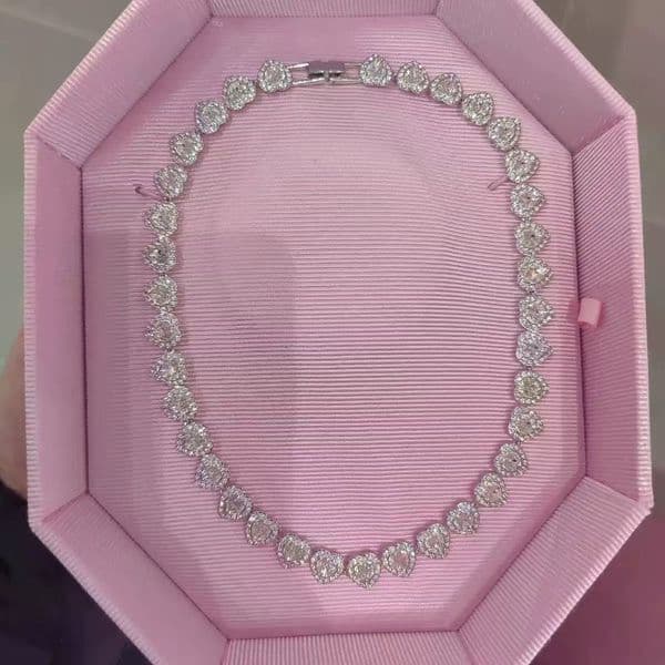 crystal love heart Y designer tassel necklace for women woman pearl chain sweet hearts choker necklaces jewelry with pink retail gift box bag