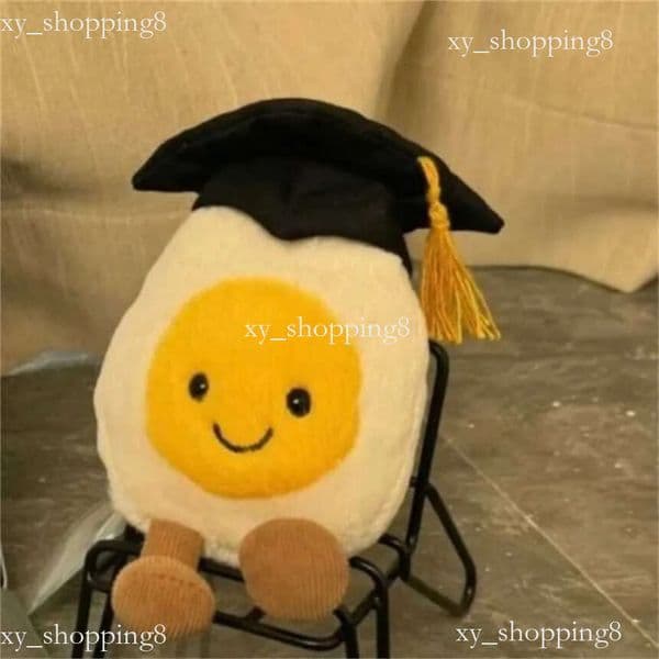 Jellys Cat Doctor Plush Toy - Boiled Egg Design Soft Stuffed Animal Gift for Graduation and Celebration