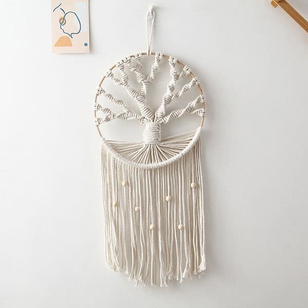 Handmade Macrame Tree of Life Chic Macrame Wall Hanging Natural Cotton Handmade Craft Woven Tapestry Decorative for Baby Room