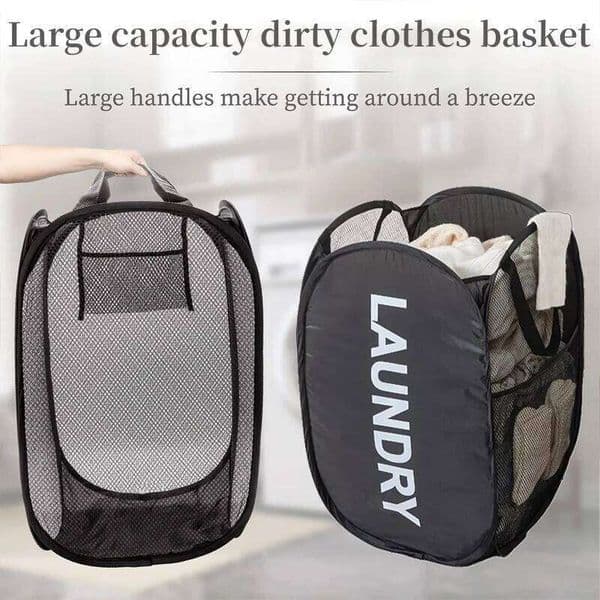 Durable Fashion Mesh Large Capacity Foldable Storage Laundry Basket Dorm Travel Bathroom Items 26H0126