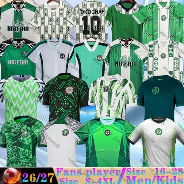 2026 2027 Okocha World Cup Nigeria Soccer Jerseys Retro 94 96 98 2018 2022 Home Away Nwogu Vintage men kids kit 25 26 27 Football Shirts Classic Ikpeba Yekini IGHALO Kanu
