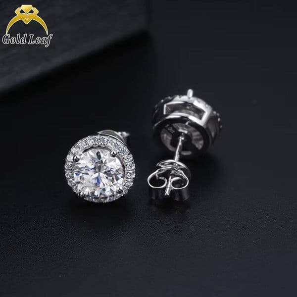 Goldleaf Luxury 925 Silver Fine Earrings New Arrival White VVS GRA Moissanite Studs for Women Perfect Gift
