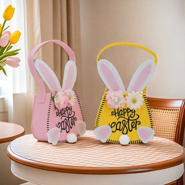 New Easter Bunny Ears Basket Bag Festive DIY Felt Easter Bunny Personalized Candy Gifts Bags For Kids Gifts Party Decorations