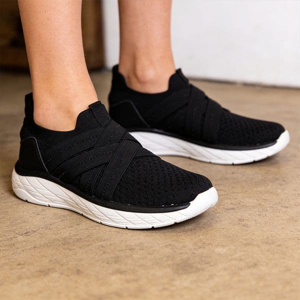 Women's Breathable Knit Slippers with Light Support & Durable Sole - Cross Straps Design