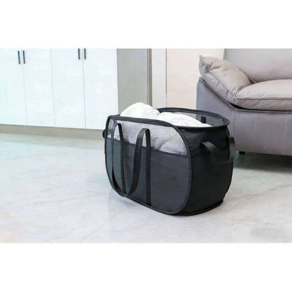 Durable Handle Automatic Folding Black Laundry Basket Dormitory Travel Children's Room Large Capacity Dirty Clothes Stora 26H0126