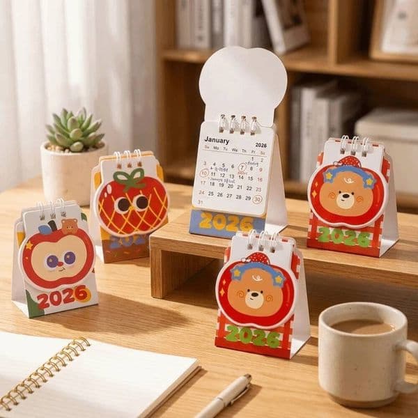 Chinese Style Mini Desktop Paper Calendar Yearly Multi-function Planner Scheduler Home Decor Notebook Agenda Organizer