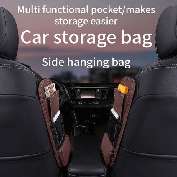 Car leather side pocket storage bag Car storage bag Side hanging bag Multi functional pocket One piece dropshipping