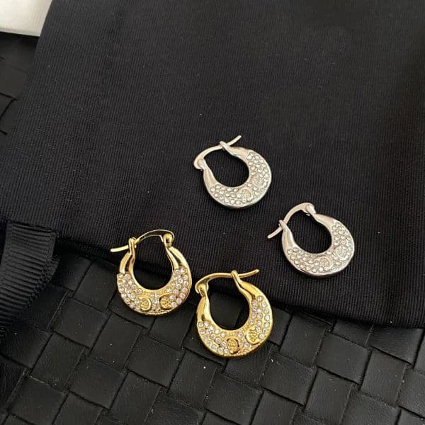 Silver - Toned Hoop Earrings With Rhinestone Accents Delicate Daily & Elegant Jewelry Gift For Her Chic And Timeless Accessory