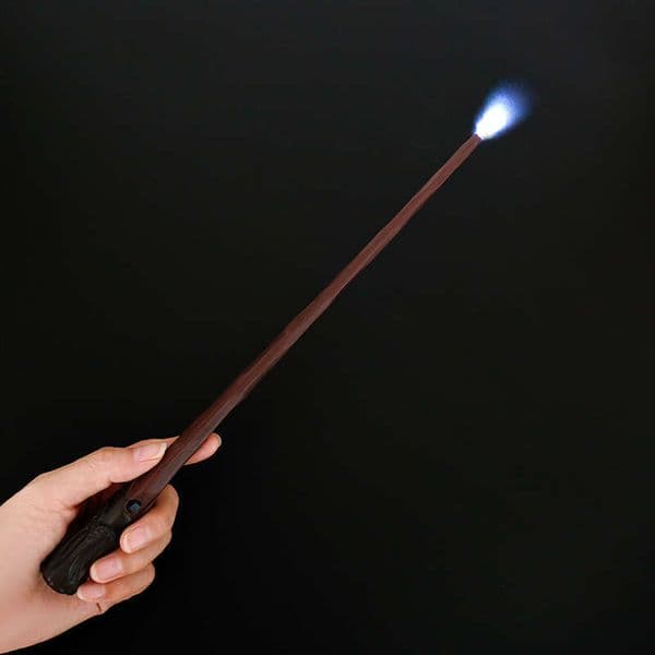 LED Light-Up Magic Wand Classic Wood-Style Wizard Stick with Carved Handle, Perfect for Cosplay, Party Props & Kid Fantasy Play