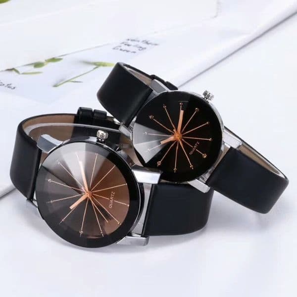 Watch Womens Men Quartz Dial Clock Leather Wristwatch Round Case Dot Diamond Casual Watch Fashion Casual Leather Belt Watches Montre