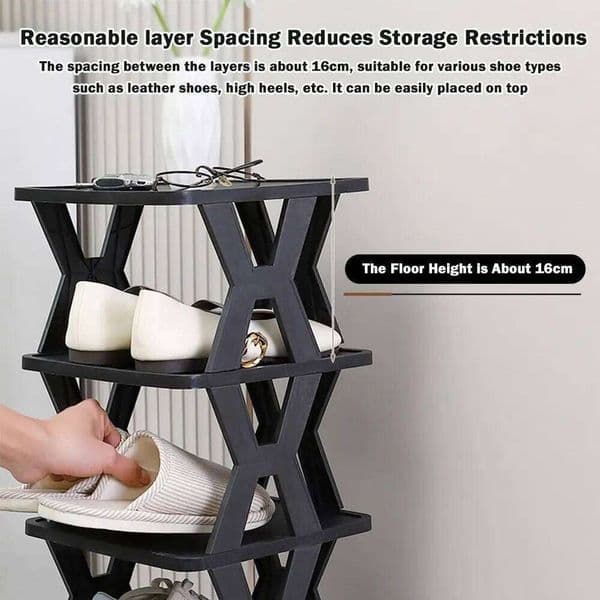 Durable Plastic Rack for Entryway Stackable Dustproof Shoes Storage Space-Saving Vertical Shoe Home Organizer 26H0127