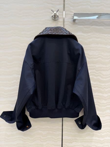 Woven leather collar jacket outerwear jacket designer jacket windbreaker trench coat high quality womens coats oversize jacket parka women