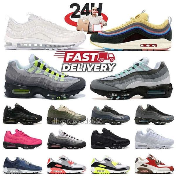 Top Quality 95 95s Designer Running Shoes 90 97 Sneakers White Black Neon Hyper Turquoise Batman Pink Foam Mens Trainers 90s 97s Womens Outdoor Sports Runners