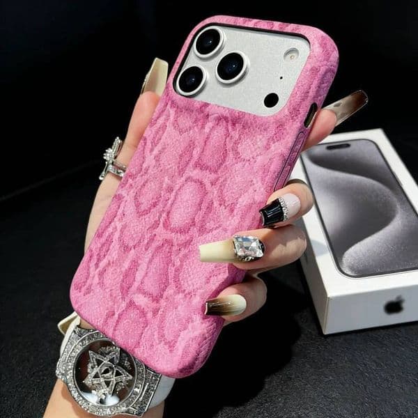 Luxury Skin Bright Color Case For iPhone 17 16 15 14 13 Pro Max Premium Simulated Snake Learher Pattern Shockproof Cover