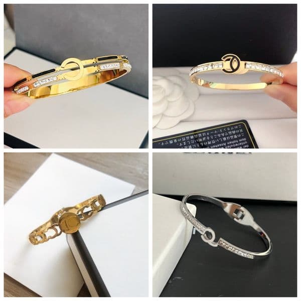 Bracelets Bangle Bangles Gold Plated Stainless steel Crystal Lovers Gift Wristband Cuff For Women Birthday Jewelry