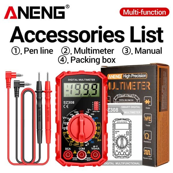 Aneng SZ308 Digital Multimeter - Professional AC DC Voltage & Resistance Measurement Tool