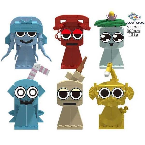 Sprunki Toys building Blocks Sprunki Building Blocks Horror Gray Wenda Simon Tunner Oren Construction Figure Sprunki Mini Set 50% off sale