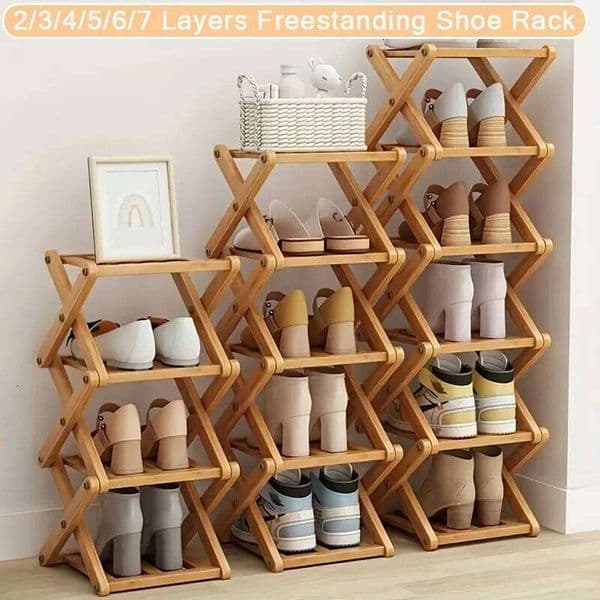 Foldable Rack 2-7Tier-No Assembly Narrow Shelf Space-Saving ForEntryway Shoe Storage Organizer,Durable Construction 26H0127