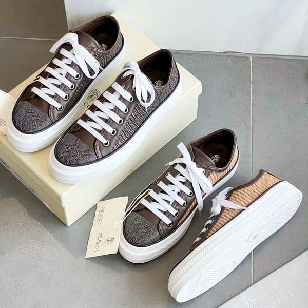 Brunello Cuccinelli Raffias Sneaker Designer Shoe Womens mesh crochet Straw Loafer Track suede Leather sport Shoe trainer hike tennis soccer dress Casual run shoes