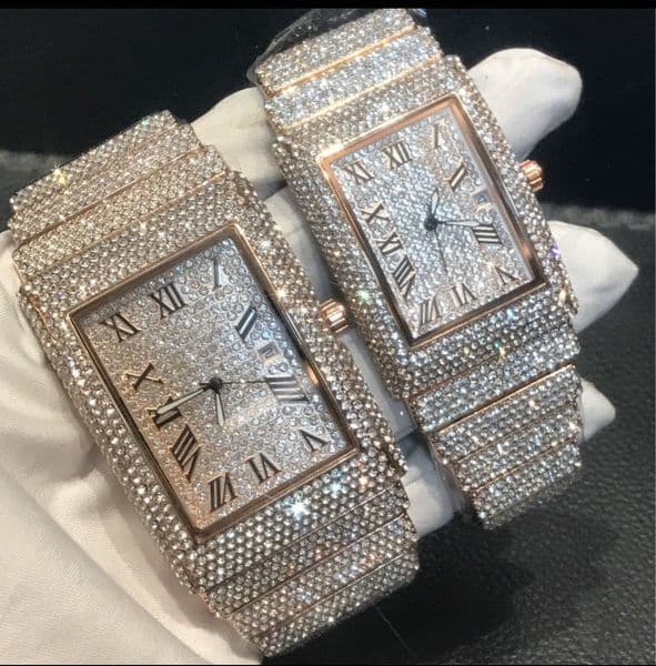 Fully Baguette Cut Vvs Clarity Moissanite Dia Iced Out Hip Hop urious Party Wear Watch In Custom Dial
