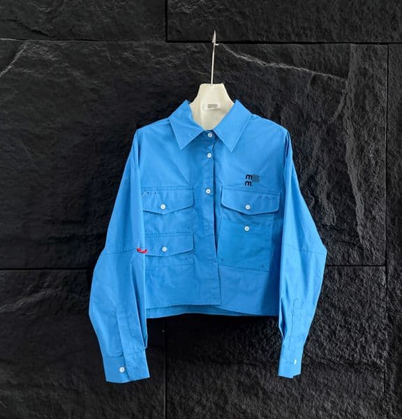 high-quality 2026 luxury Designer shirts women blue Blouse fashion embroidery luxury Base Shirt womens long sleeve lapel coat tops