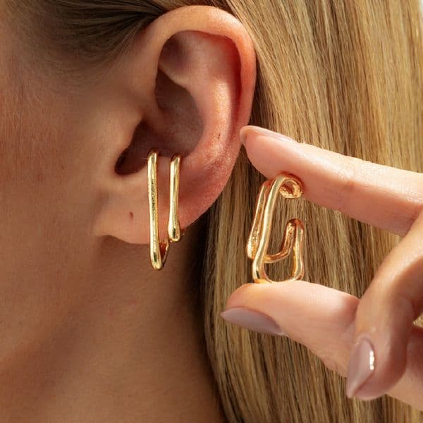 Fashion design Diamond fringed ear buckle, niche long metal chain earclip earrings