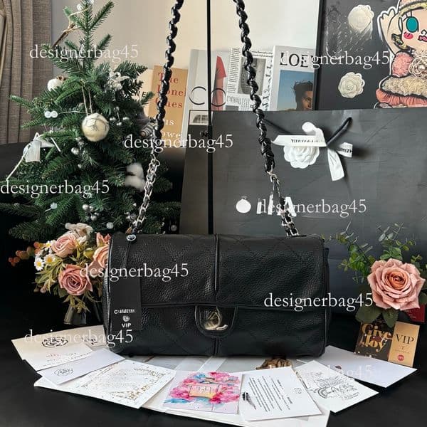 Luxury bag designer bag Complete VIP Packaging Exclusive Inner Label Not For Sale Denim Outer Stitching Bag Black Denim Fabric Ivory Fine Thread
