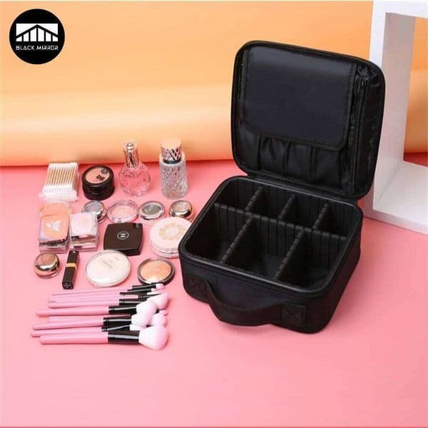 Portable Storage Bag with Adjustable Dividers for Cosmetic Beauty Organizer Nail Tool Large Capacity Travel Makeup Case 26H0128