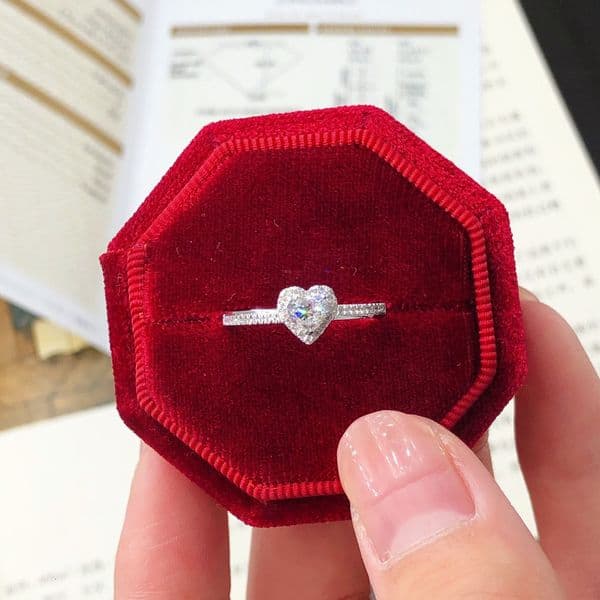 TEMU Luxury Hand Jewelry Jewelry for Women Style Heart-shaped Micro-inlaid Zircon Engagement Women's Light Luxury Diamond Ring Gemstone Fashion Commuting