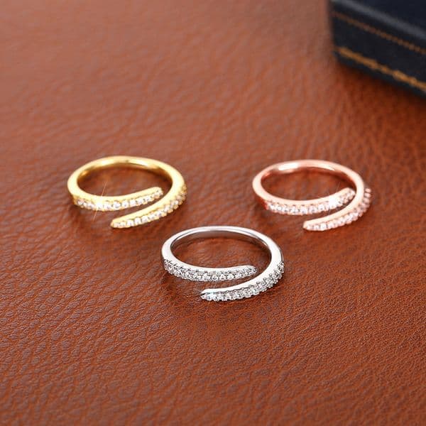 Simple Zircon Nail Ring for Women, Adjustable Open Fashion Ring, Daily Wear Trendy Style