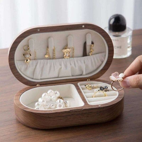 Wooden Delicate Walnut Jewelry Box Holder Rings Earrings Necklace Storage Boxes For Girls Women 26H0128