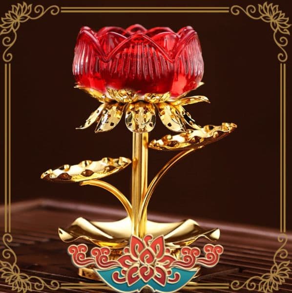 Liuli Lotus Candle Crispy Oil Base, Candlestick Holder, Lamp Stand, Front Lamp, Household Buddha Supplies