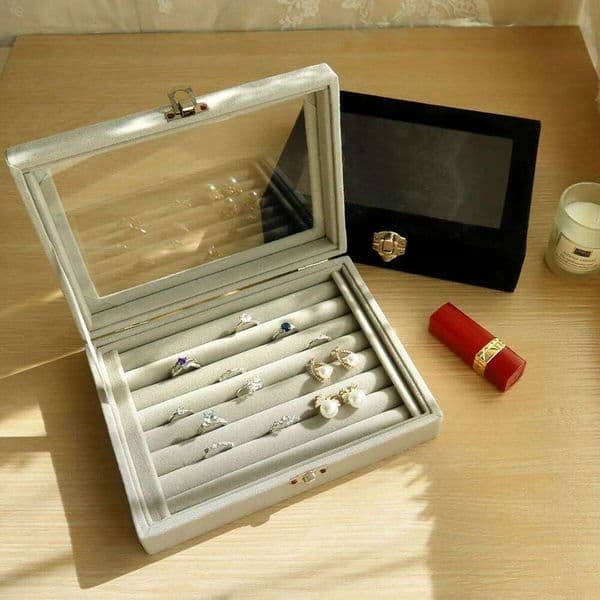 Storage Earring Ring Display Box Classification Dustproof Transparent Flip Lid Jewelry Bo 26H0128