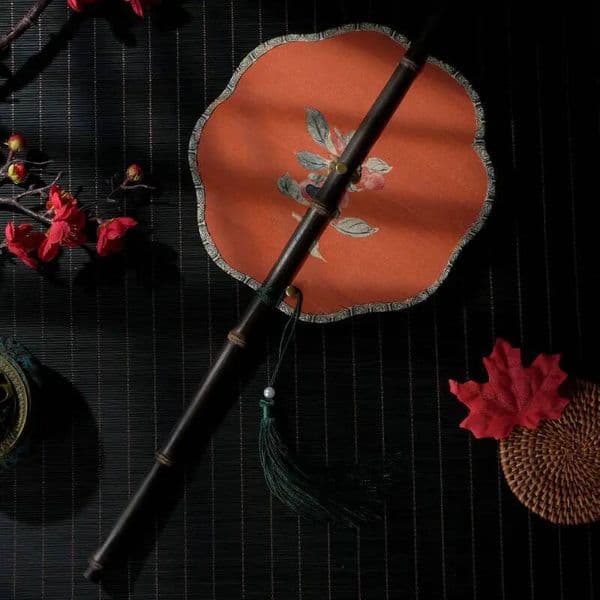 Bestseller Ancient Bamboo Hanfu Decorative Chinese Style Long Handle Foldable Classical Portable Waist Hanging Fan LF212 ddmytues