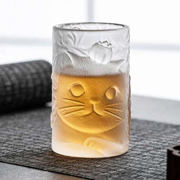 120ml Cute Cat Persimmon Glazed GlazeTea Cup Household Glass Drinking Teacup Creative Personal Special Kung Fu Master Cups NEW