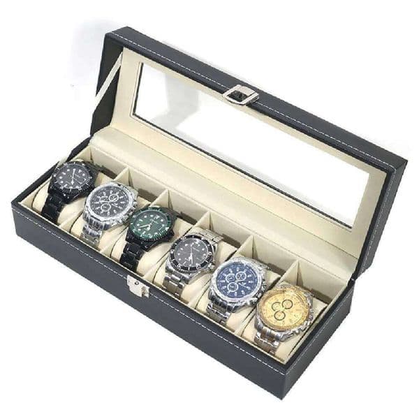 Lockable Storage Removable Leather Jewelry Box 2/3/6/10/12 Grids Flocking Cloth Watch Organizer Gift 26H0128