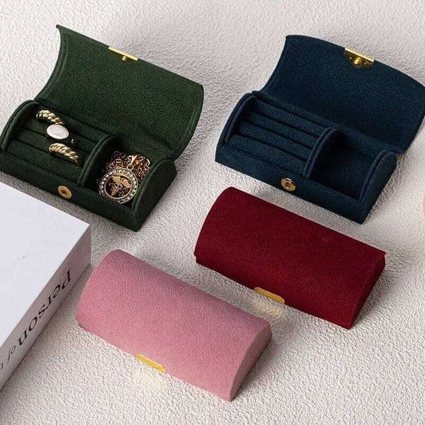 Arched Storage Portable Business Trip and Travel Anti-oxidation Ring Jewelry Velvet Cloth Accessory Box 26H0128