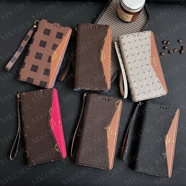 Designer Folio Wallet Phone Case for iPhone 17 Pro Max Air 16 15 14 Plus 13 12 11 11promax Leather Pouch Full Protection Anti-drop Wrist Strap Luxury Cover iPhone16 15pro