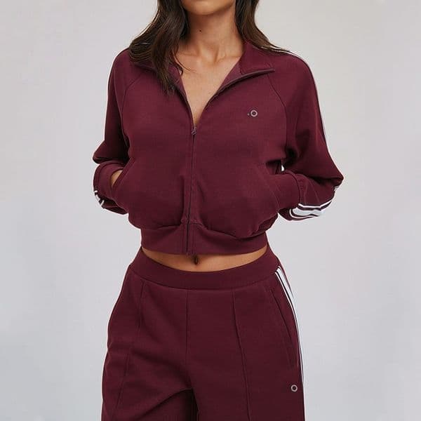 Alosetitys Scholar Knit Cropped Full Zip Jacket Pink Alosetitys Sweat Sets Women Set Jacket Leggings Pants Alosetitys Fleece Jacket Coat Yoga Gym Sweater Workout