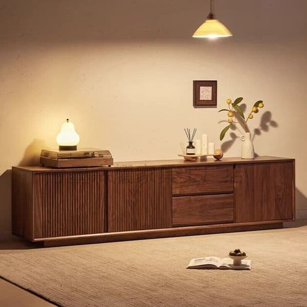 Sencai North American Black Walnut Cabinet Set Retro Style Living Room TV Stand Floor-standing 2026 New Model