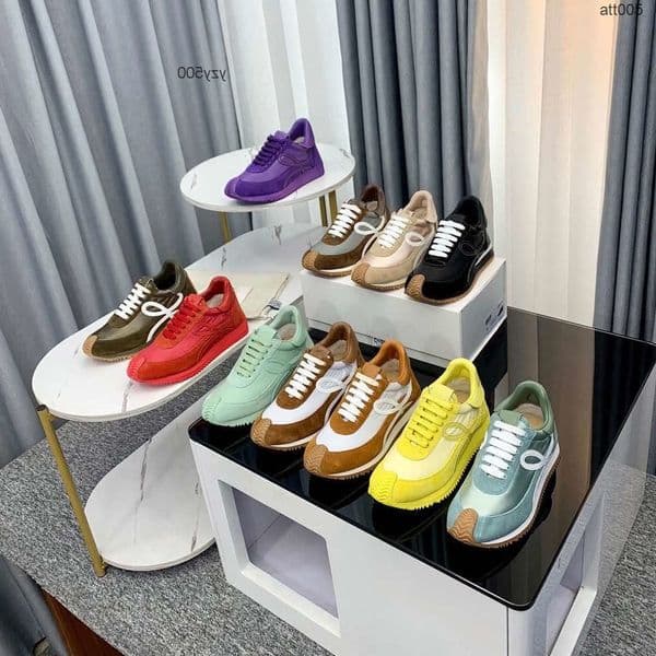 top designer mens womens casual shoes suede and nylon laceup sneakers anagram embossing soft upper fashion sport r fp0y loewetops loewes C5UE